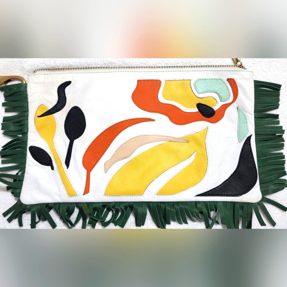 River Island Women's Leather Abstract Clutch Handbag. - Picture 3 of 8